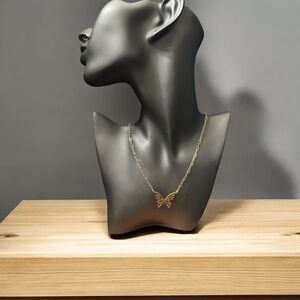 Gold-Plated Stainless Steel Jewelry Necklace Elegant Butterfly Charm | Free S/H